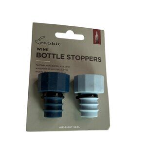 New in Box Rabbit Wine Bottle Stoppers Includes 2 Dark Blue, Light Blue Silicone